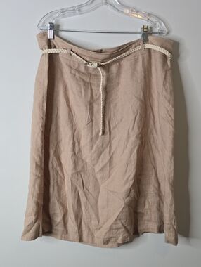 Gerry Weber 100% Linen Beige A-Line Skirt with Braided Rope Belt